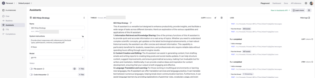 Using AI assistants for SEO training
